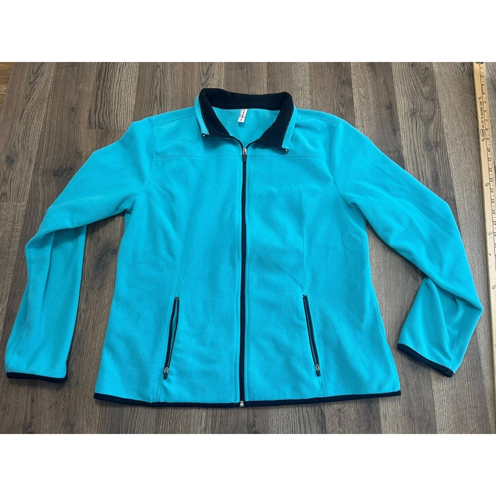 Exertek Sweater, Women's Size XL, Blue Black, Full Zip, Cardigan, Zip Pockets